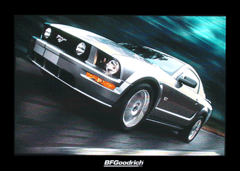 AnimactionTM motion sign by Saitech International featuring a silver Ford Mustang created for BF Goodrich tires