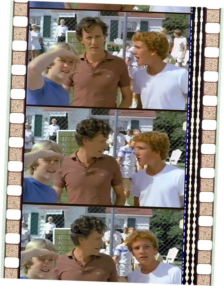 35 mm film strip with frames from 1985 film, Joshua, Then and Now showing Gordon Woolvett, James Woods and Robert Howard